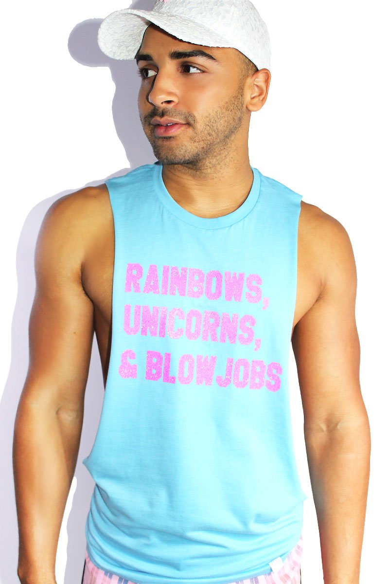 Rainbows, Unicorns, and BJs Shredder-Sky Blue