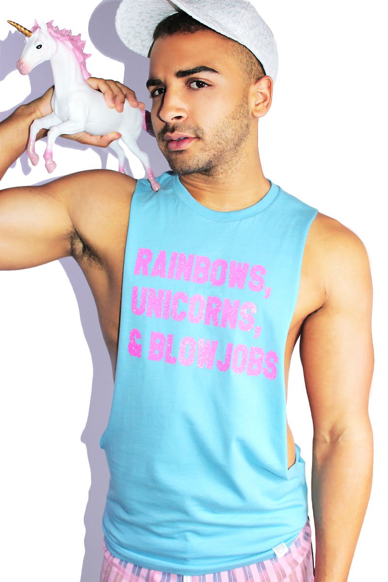 Rainbows, Unicorns, and BJs Shredder-Sky Blue