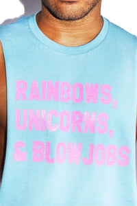 Rainbows, Unicorns, and BJs Shredder-Sky Blue