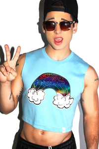 Over the Rainbow Crop Tank- Sky Blue