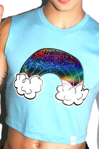 Over the Rainbow Crop Tank- Sky Blue