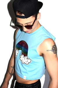 Over the Rainbow Crop Tank- Sky Blue