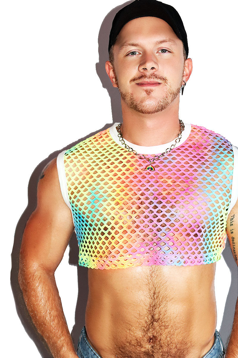Prism Tye Dye Mesh Extreme Crop Tank- Multi