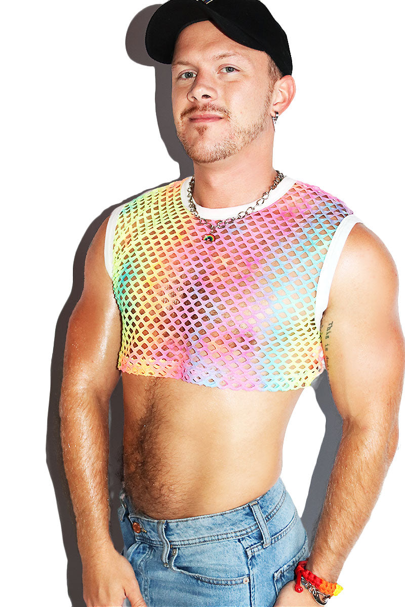 Prism Tye Dye Mesh Extreme Crop Tank- Multi