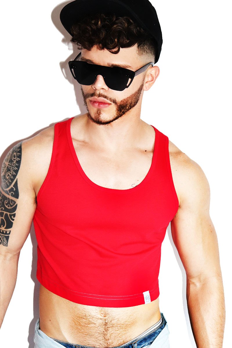 Core Crop Racerback Tank-Red