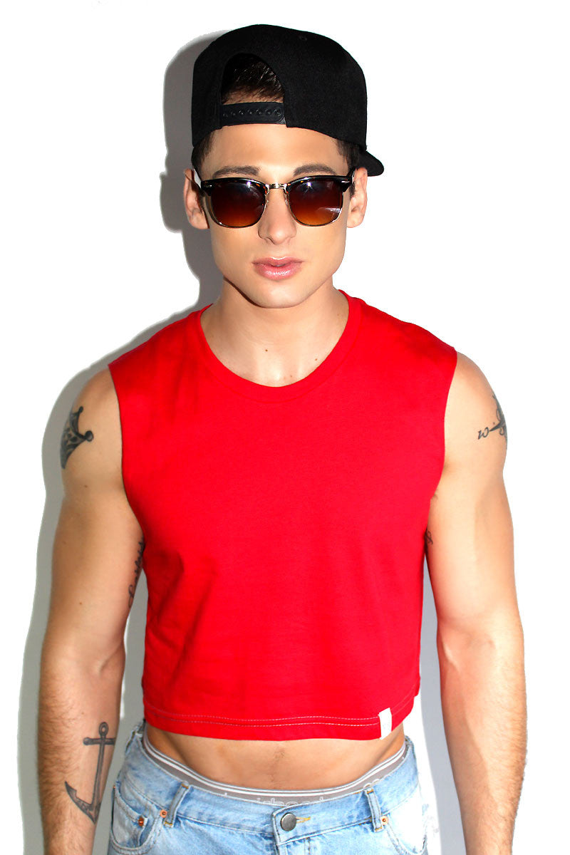 Core Crop Tank-Red