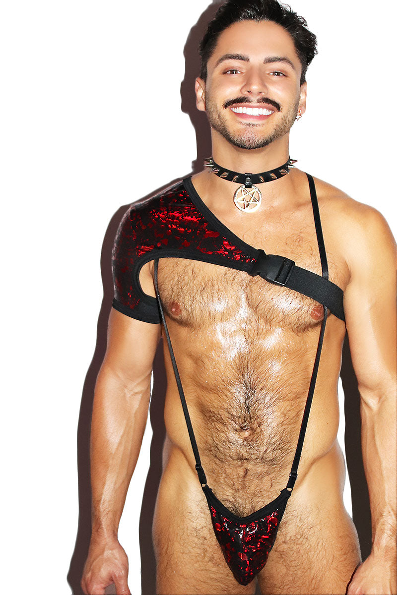 Psycho Blood Splatter Cross Body Harness- Black