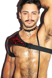 Psycho Blood Splatter Cross Body Harness- Black