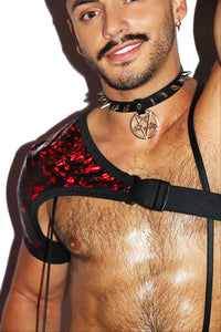 Psycho Blood Splatter Cross Body Harness- Black