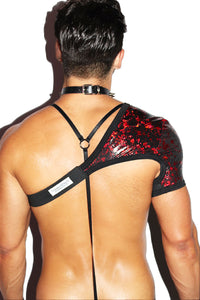 Psycho Blood Splatter Cross Body Harness- Black