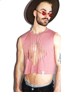 Diamond Cutout Crop Tank- Mauve