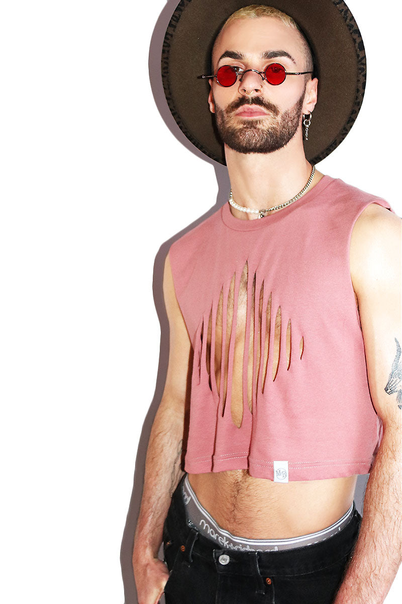 Diamond Cutout Crop Tank- Mauve