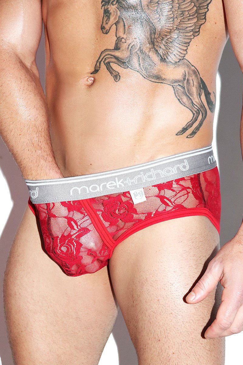 Rose Bordello Lace Brief- Red
