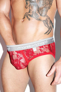 Rose Bordello Lace Brief- Red