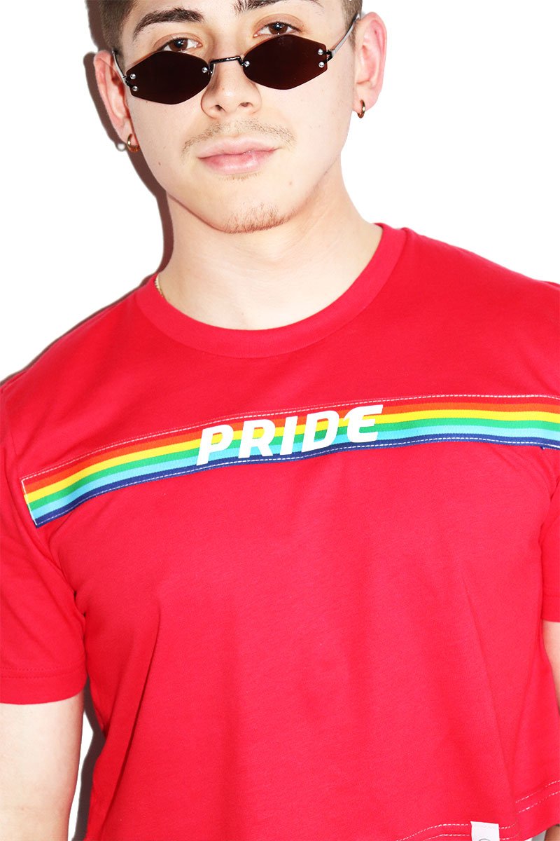 Stripe Pride Crop Tee-Red