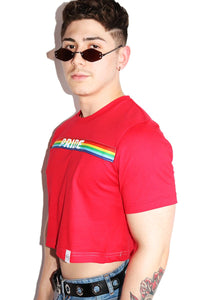 Stripe Pride Crop Tee-Red