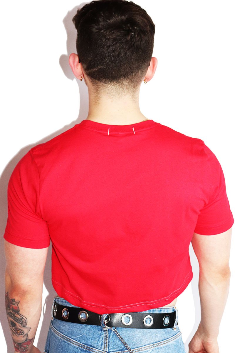 Stripe Pride Crop Tee-Red