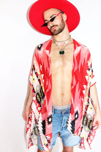 Festival Kaftan Lounge Robe- Red
