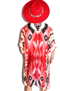 Festival Kaftan Lounge Robe- Red