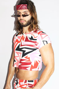 Tucson All Over Print Fitted Crop Tee- Red