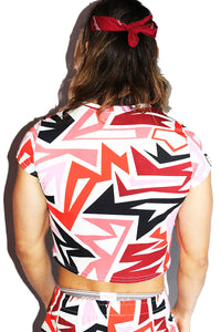 Tucson All Over Print Fitted Crop Tee- Red