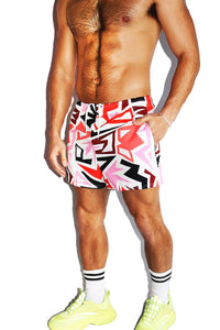 Tucson All Over Print Active Shorts- Red