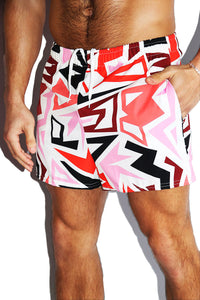 Tucson All Over Print Active Shorts- Red