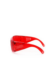 Safety First Rhinestone Goggle Sunglasses- Red