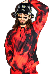 Heat Signature All Over Print Long Sleeve Hoodie- Red