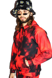 Heat Signature All Over Print Long Sleeve Hoodie- Red