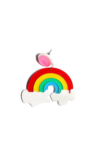 Rainbow in The Clouds Single Earring-Red