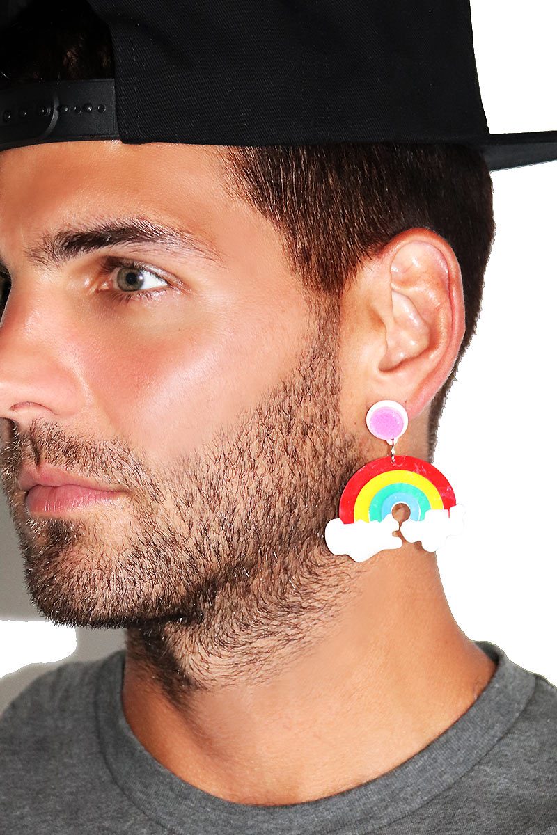 Rainbow in The Clouds Single Earring-Red