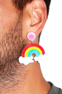 Rainbow in The Clouds Single Earring-Red