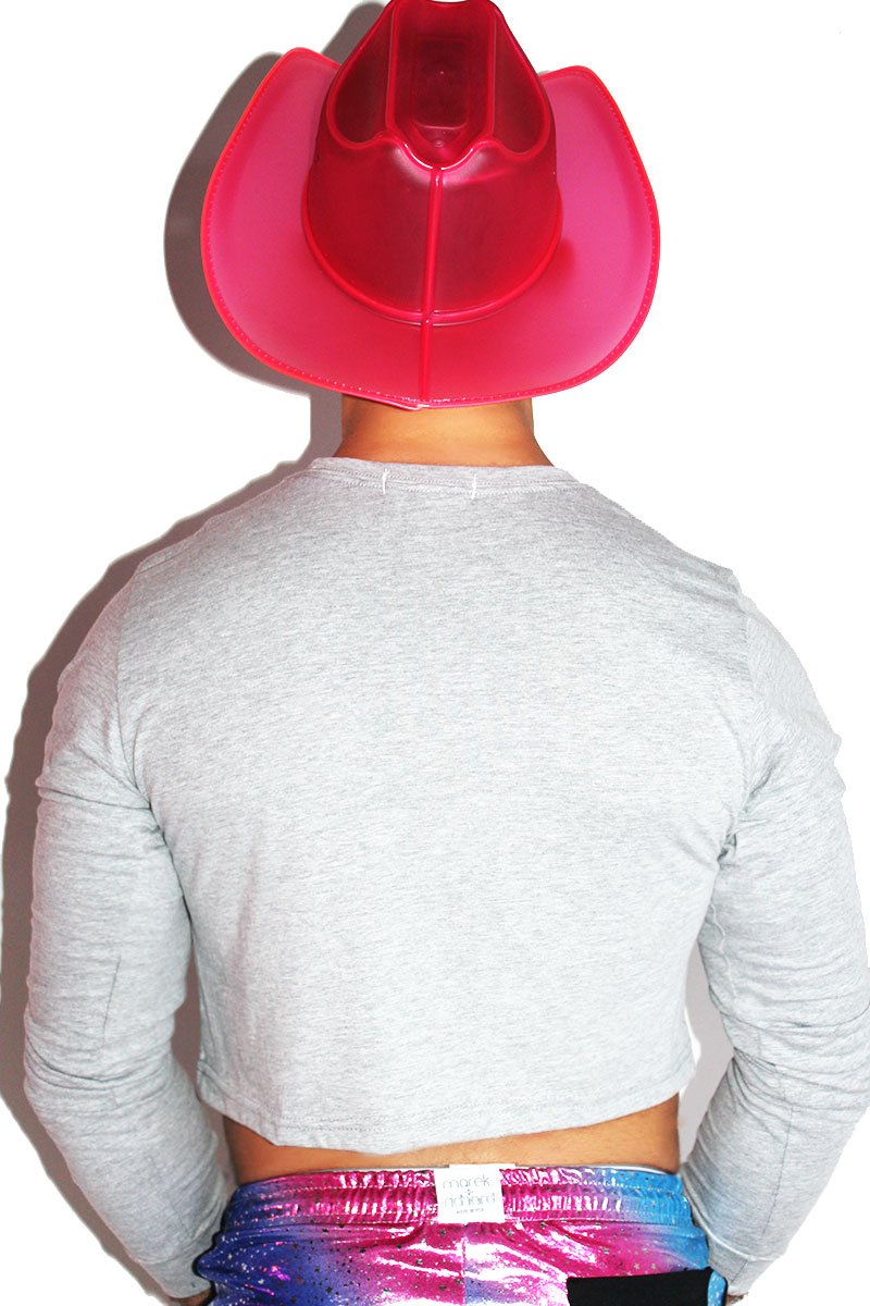 Ride My Rocket Long Sleeve Crop Tee-Grey