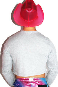 Ride My Rocket Long Sleeve Crop Tee-Grey