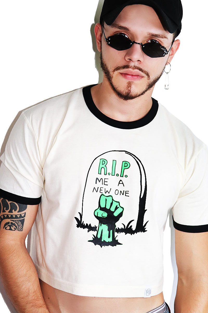 RIP Me A New One Crop Ringer Tee-Cream