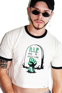 RIP Me A New One Crop Ringer Tee-Cream
