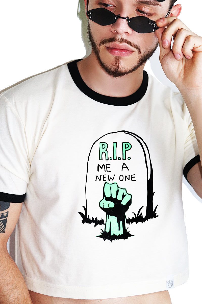 RIP Me A New One Crop Ringer Tee-Cream