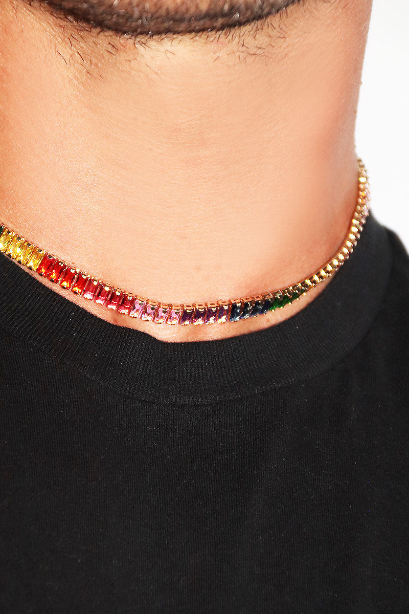 Rainbow rhinestone sale choker