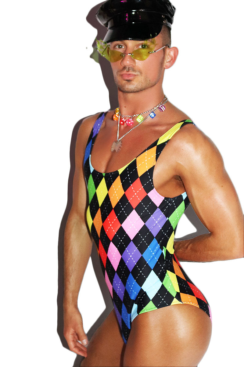 Arygle Rainbow All Over Bodysuit -Multi