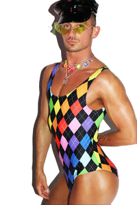 Arygle Rainbow All Over Bodysuit -Multi