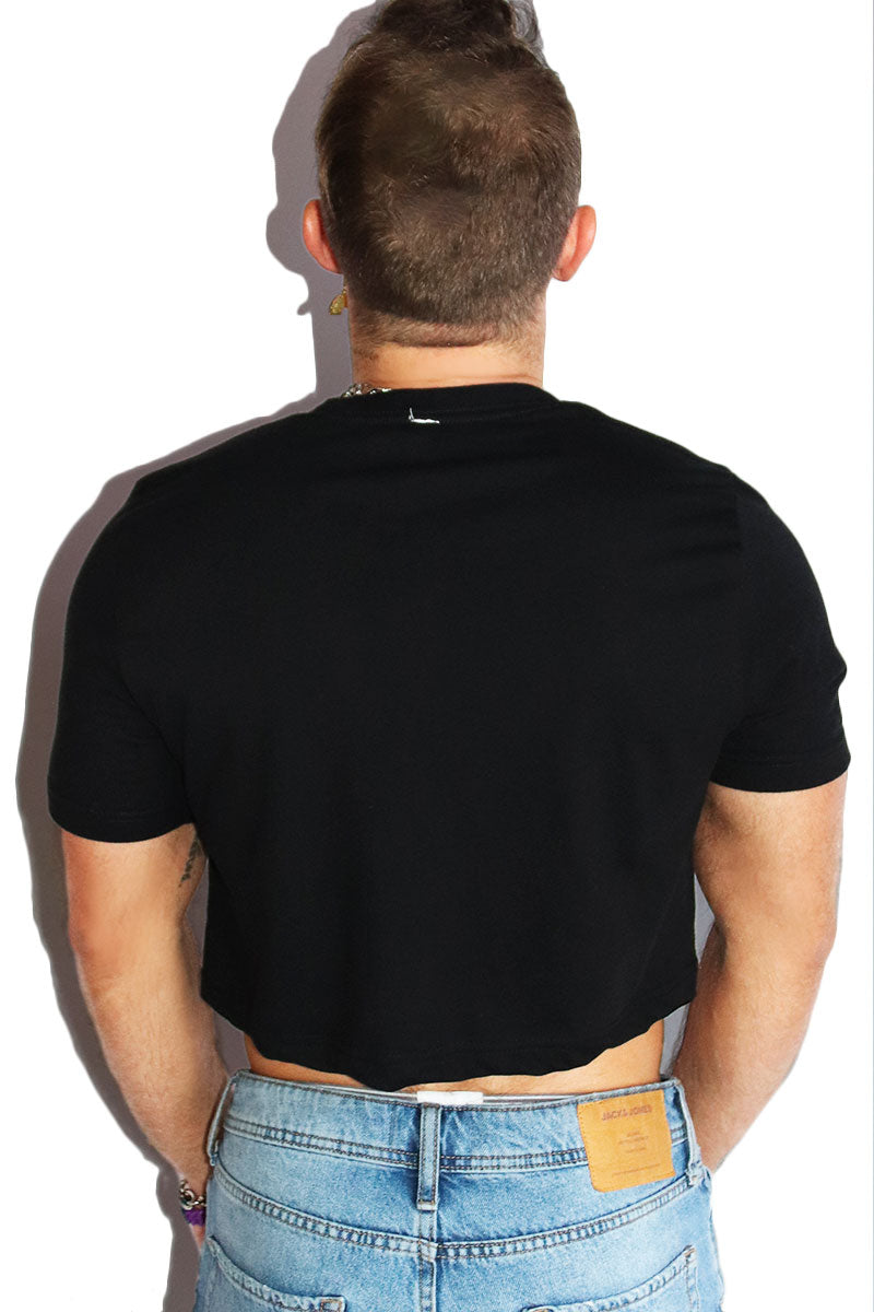 Rainbow Hearts Crop Tee- Black