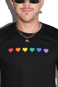 Rainbow Hearts Crop Tee- Black