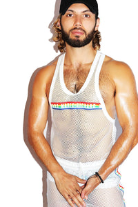 Pride Mesh Racerback Tank-White