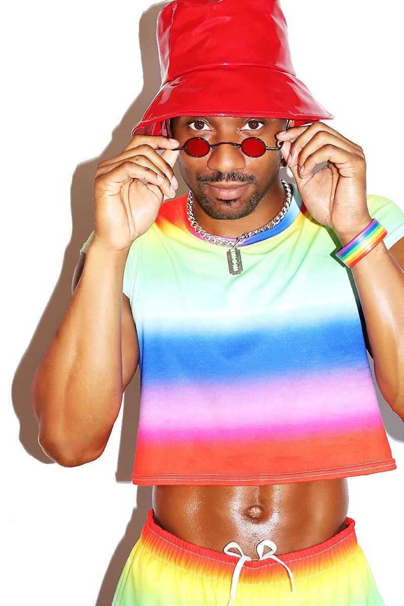 Rainbow Ombre Fitted Crop Tee- Multi