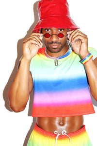 Rainbow Ombre Fitted Crop Tee- Multi