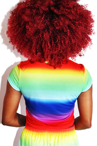 Rainbow Ombre Fitted Crop Tee-Multi