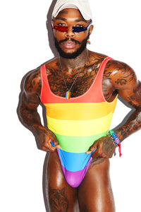 Rainbow Stripe All Over Bodysuit -Multi