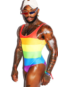 Rainbow Stripe All Over Bodysuit -Multi