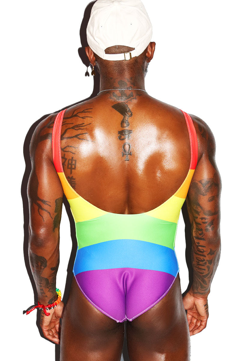 Rainbow Stripe All Over Bodysuit -Multi